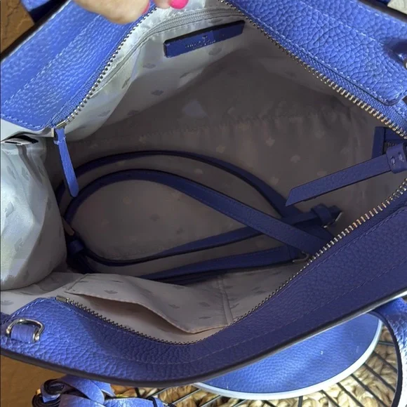 Kate Spade Blue Leather Tote Bag RETALS $489 NWOT 12”1/2 L X 9”D DUSTY 2️⃣ - Picture 7 of 11